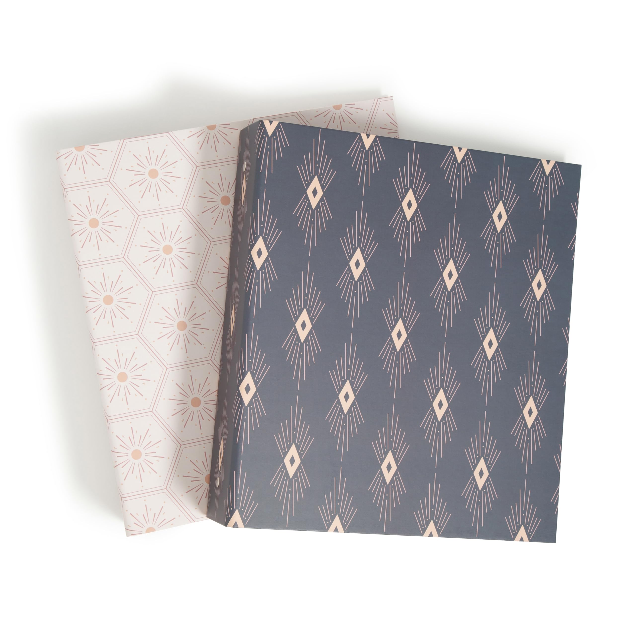 U Brands Eco-Conscious 2' Binders, Set Of 2, Celestial Boho Prints, Silver Metal O-Rings