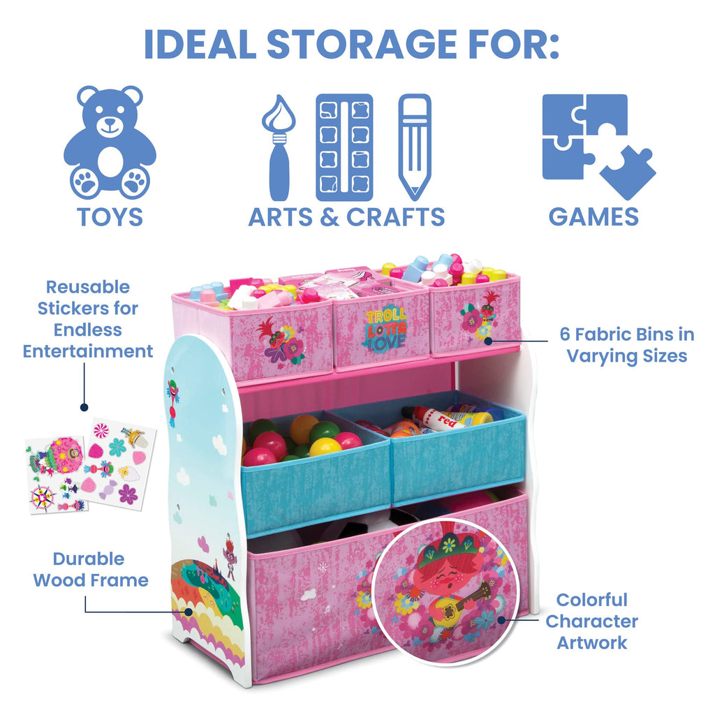 Delta Children Design And Store 6 Bin Toy Storage Organizer, Trolls World Tour