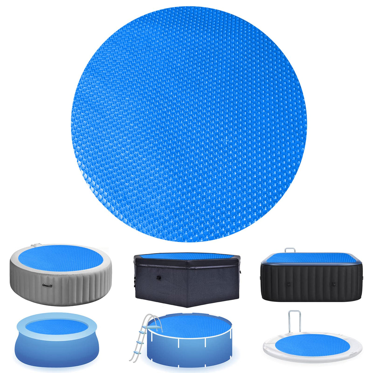 Evoio Solar Pool Covers Blankets For 6 Ft Diameter Round Inground Above Ground Swimming Pool, Heavy-Duty Bubble Pool Hot Tub Spa