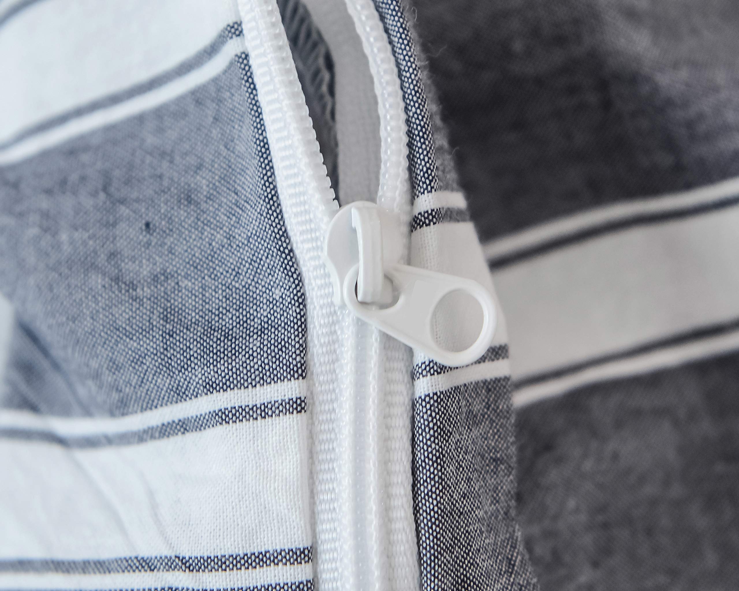 F.Y.Dreams 100% Washed Cotton Duvet Cover For Weighted Blanket 48X72 Inches With 8 Ties, Zipper On Long Side/Stripe Grey/Just Du