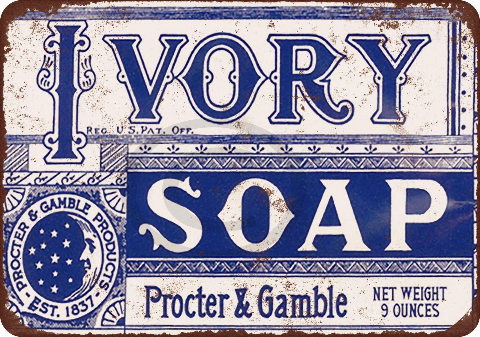 HomDeo Laundry Room Decor Art Metal Signs Vintage Retro 1921 Ivory Soap Bar Retro Style Tin Sign 8 w x 12 h