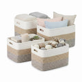 LskoYtsa 4 sets of handwoven cotton rope storage boxes, suitable for toys, books, clothes, bathrooms, and car trunks used for o