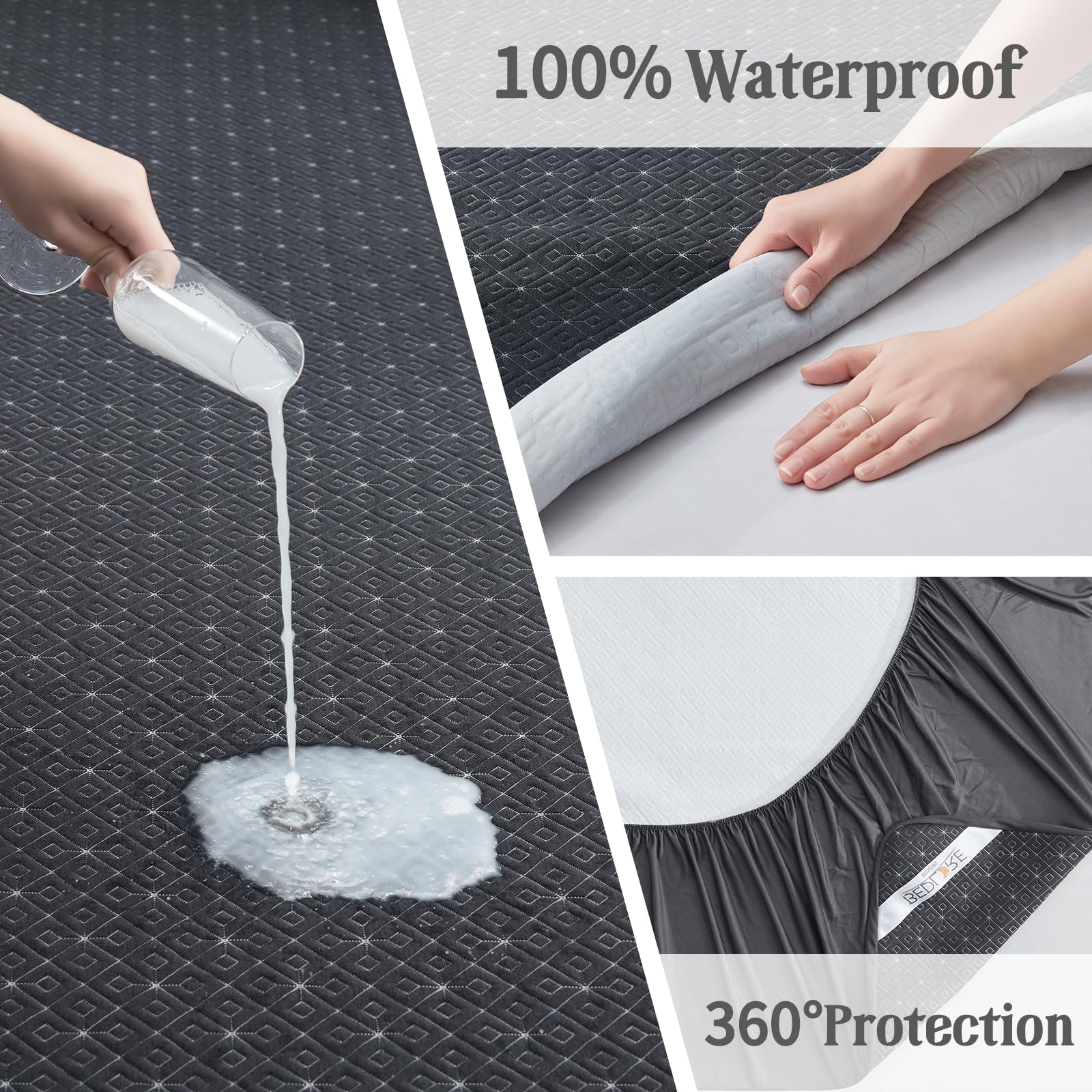 Bedlore Queen Mattress Protector, Waterproof Noiseless Mattress Cover With Deep Pocket For 6-18 Inches Mattress, Soft Breathable