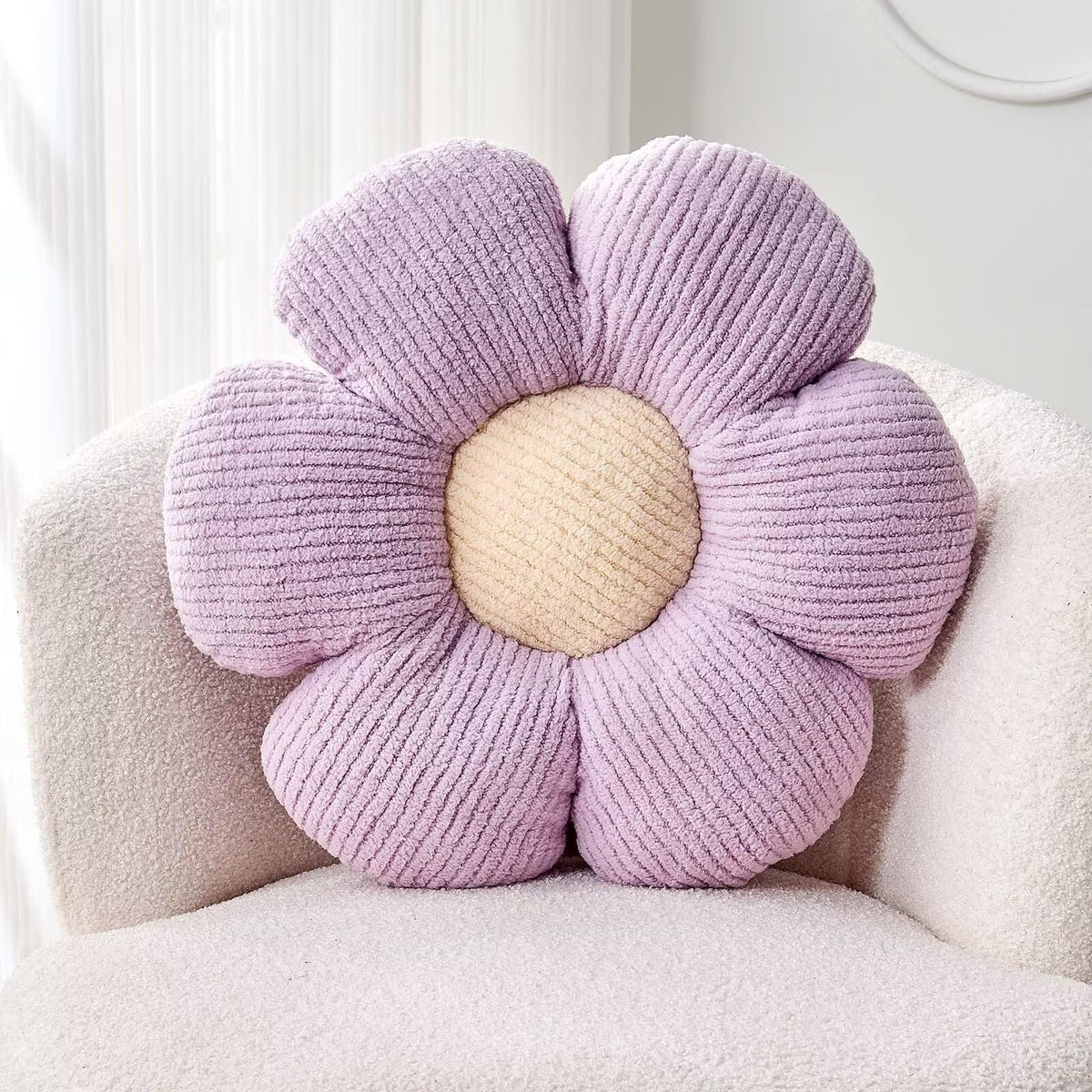 Kcvvcr Flower Throw Pillow, Soft Lavender 14.9' Flower Pillow For Home Decor, Cute Flower Shaped Floor Pillow Aesthetic Flower