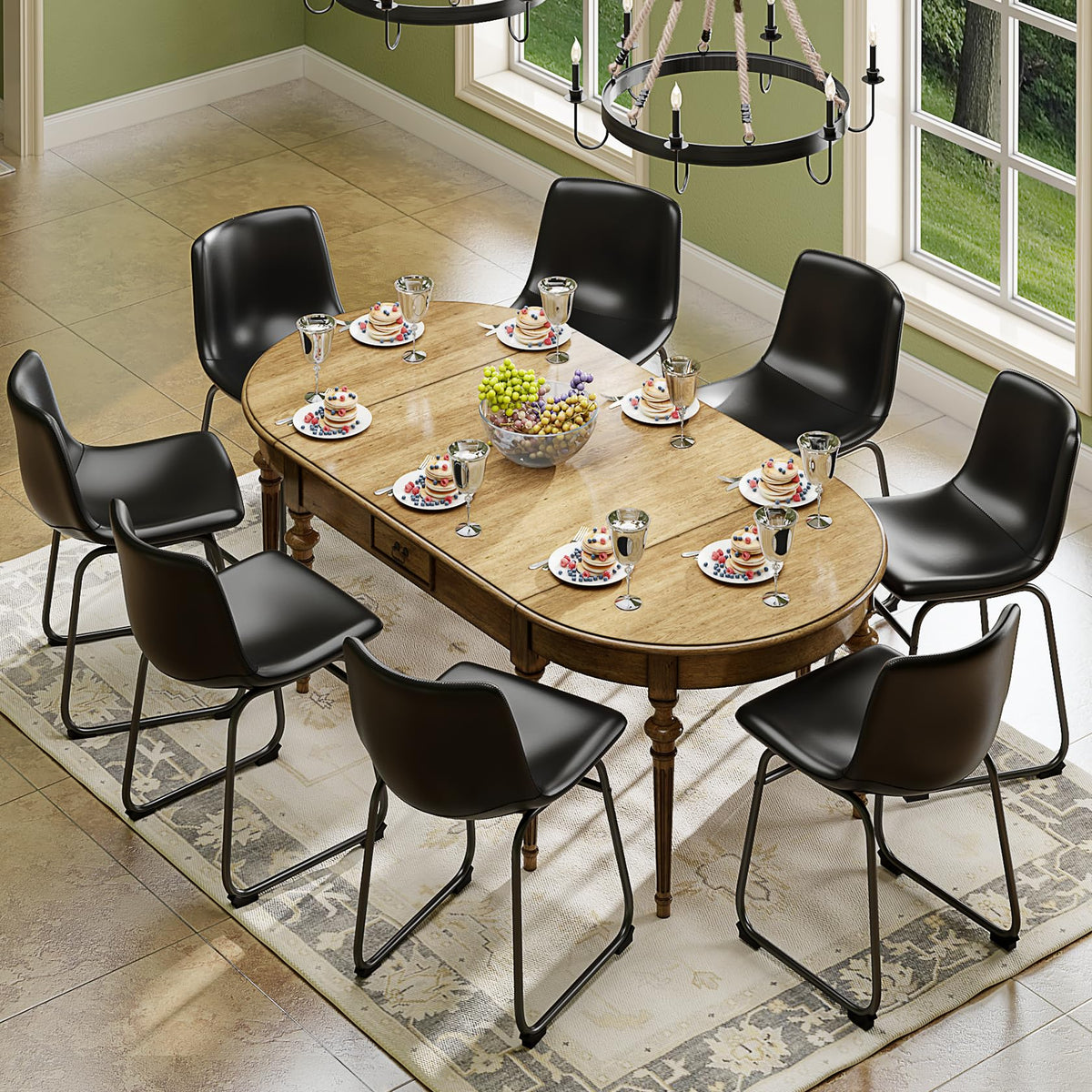 Yafiti 18 Inch Dining Chairs Set Of 8, Modern Upholstered Dining Room Dining Chairs With Pu Leather Cushions And Metal Legs, Mid