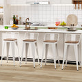 WENTMENT Metal Bar Stools Set of 4 Counter Height Bar Stools Barstools with Removable Back 24  Kitchen Bar Stools with Wooden Se