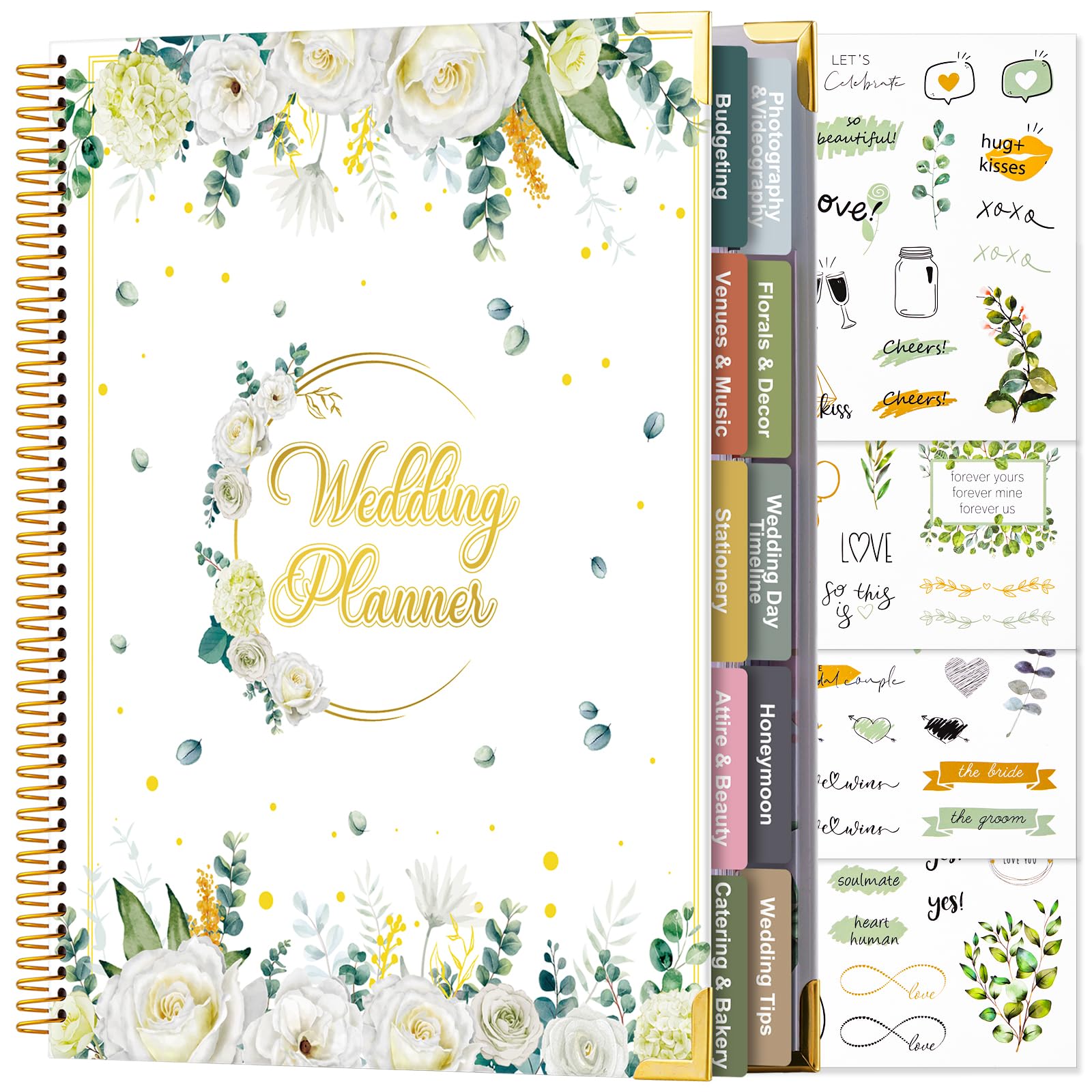 VinTS 176 Pages Wedding Planner,9 x 11 Countdown Wedding Planner Book and Organizer with Sticker Hardcover,Engagement Wedding Pl
