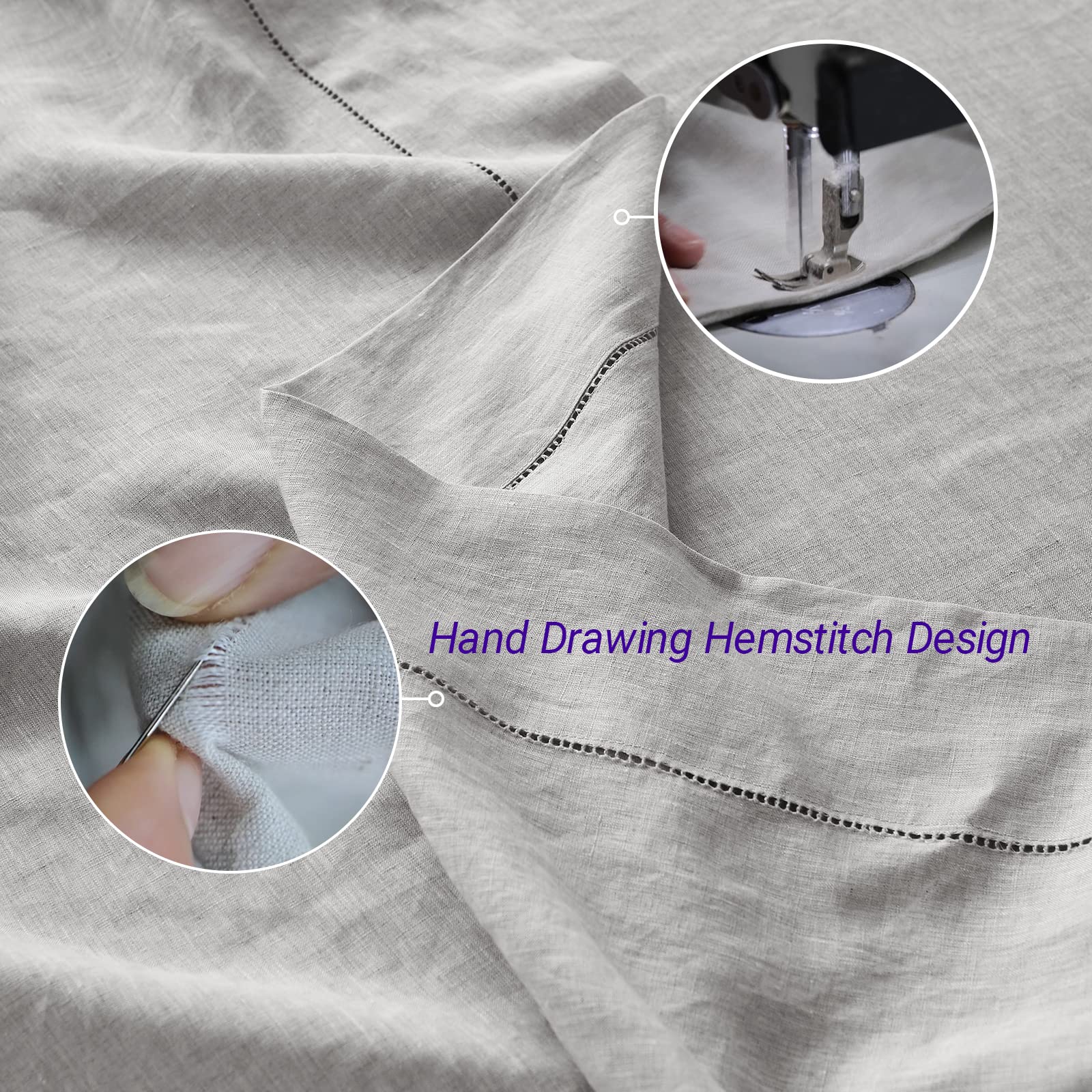 Simple&Opulence 100% Belgian Linen Sheet Set Handmade Hemstitch Light Grey Twin Size Bed Sheet-3 Pieces(1 Flat Sheet+1 Fitted Sh