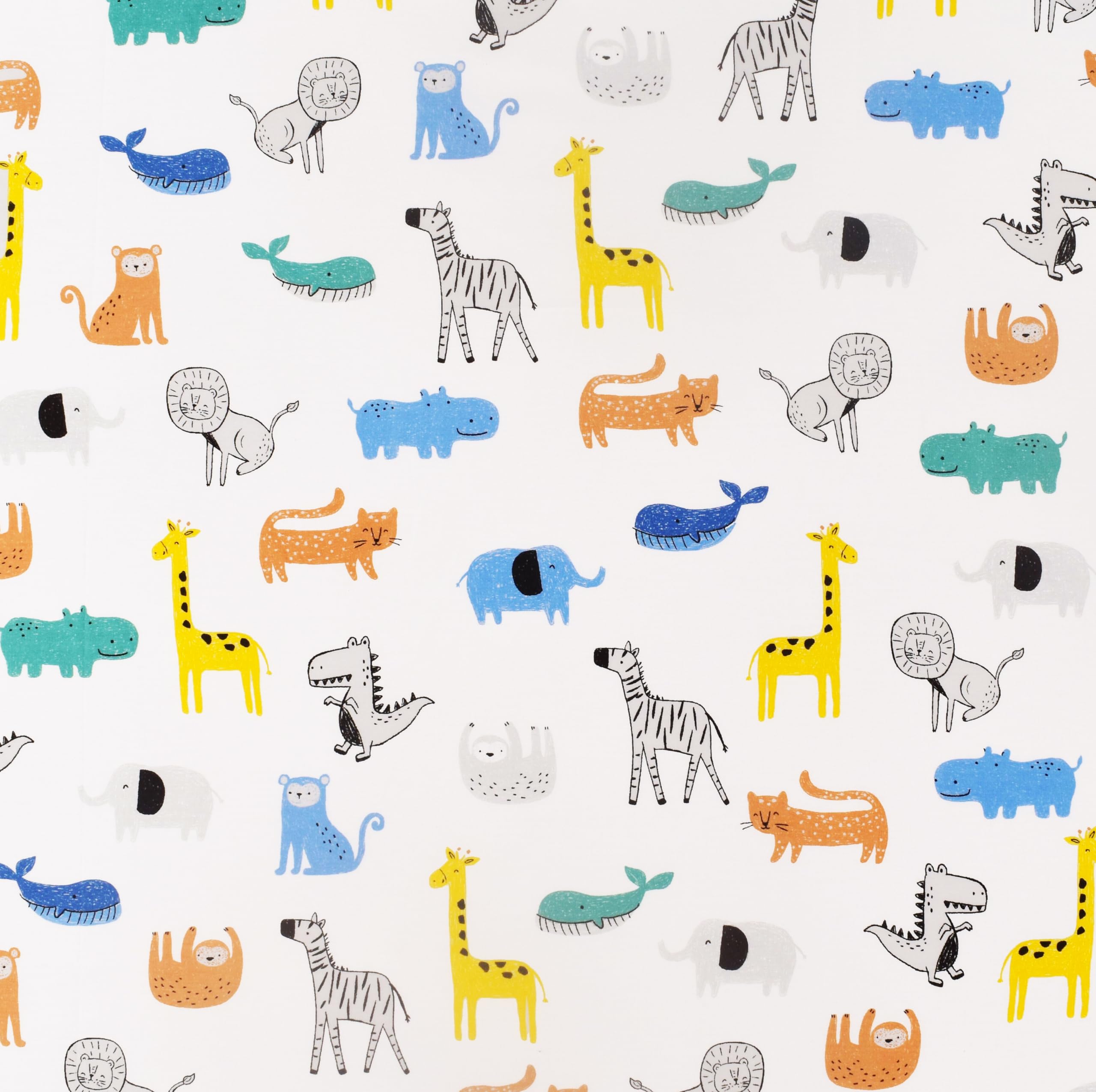 Scientific Sleep Jungle Animals Whale Zebra Monkey Tiger 100% Cotton 4 Pcs Full Bed Sheet Set Kids Boys Girls Toddler Teen, Flat