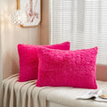 Jauxio Long Faux Fur Soft Soild Decorative Pillowcase Fluffy Throw Pillow Cover Velvet Shaggy Plush Cushion Case Set Of 2 Zipper