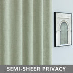 Koufall Sage Green Sheer Curtains 84 Inches Long Linen Boho Canopy Bed Curtains 84 Inch Length 2 Panels Set For Bedroom,Light Green