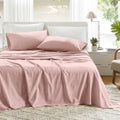 Comfort Spaces 100% Cotton Sheets Full, Breathable & Ultra Soft Cotton Sheets, Naturally Cool Cotton Bed Sheets With 14' Elastic Pocket Fits Up To 16' Mattress, All Seasons Sheet Set, Pink 4 Piece