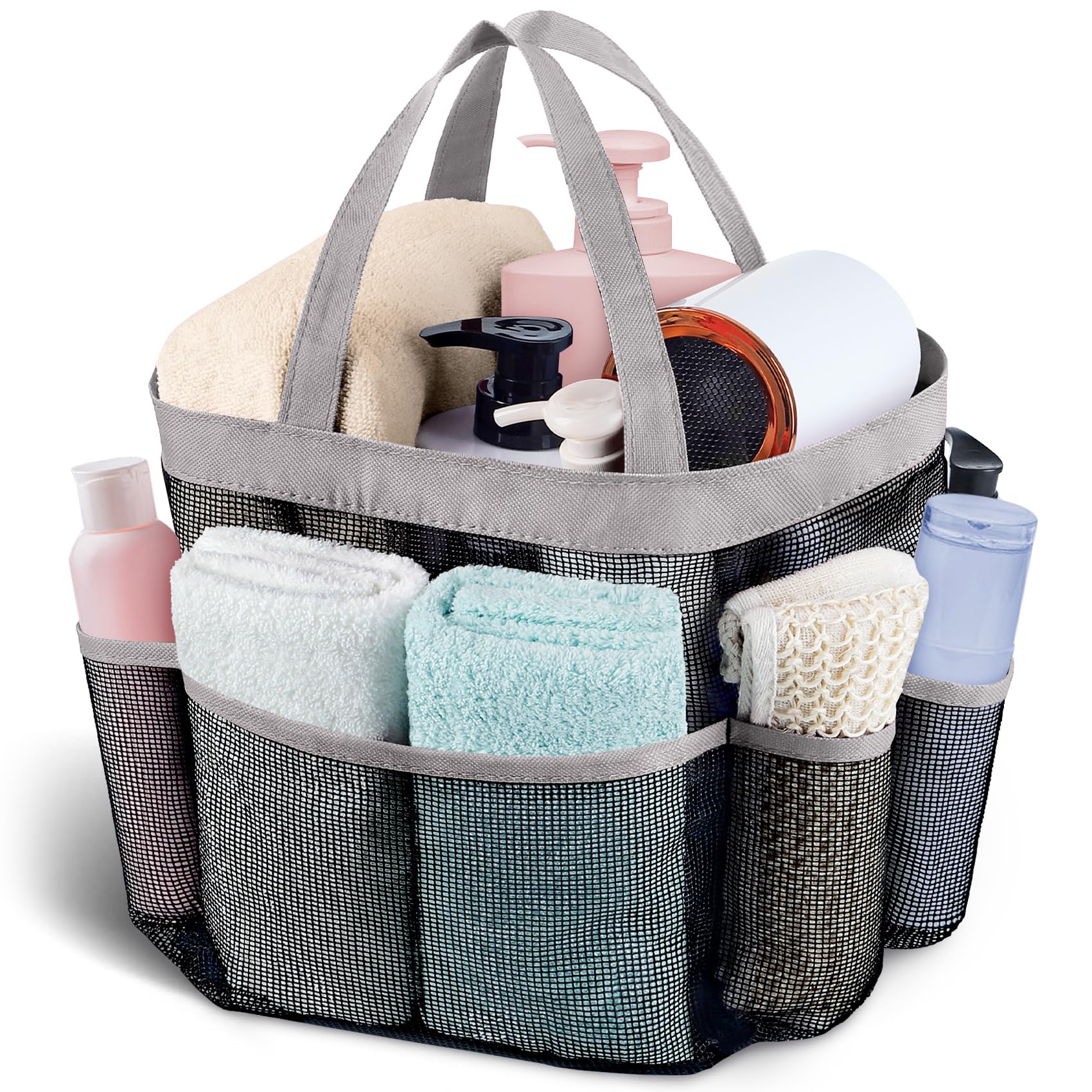Attmu Mesh Shower Caddy Portable, Quick Dry Hanging Shower Tote Bag for College Dorm Room Essentials, Large Capacity Shower Cadd