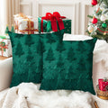 Brightown Christmas Tree 18X18 Throw Pillow Covers Set Of 2, Soft Fluffy Pillowcases For Home Decorative Boho Pillow Covers For