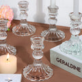 DARJEN Candlestick Holders Set, 4 H Taper Candle Holders Bulk, 12Pcs Glass Candle Holders for Wedding, Festival, Party & Windows