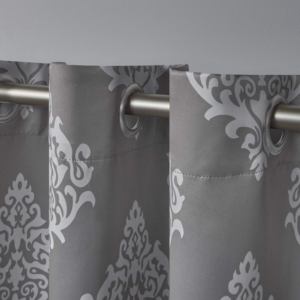 Exclusive Home Medallion Room Darkening Blackout Grommet Top Curtain Panel Pair, 52''X108'', Silver