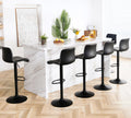 Heugah Swivel Bar Stools Set Of 6, Counter Height Bar Stools With Back, Adjustable Bar Stools 24' To 32', Black Faux Leather Bar Stools For Kitchen Island (Black, Set Of 6 (24'' To 32''))