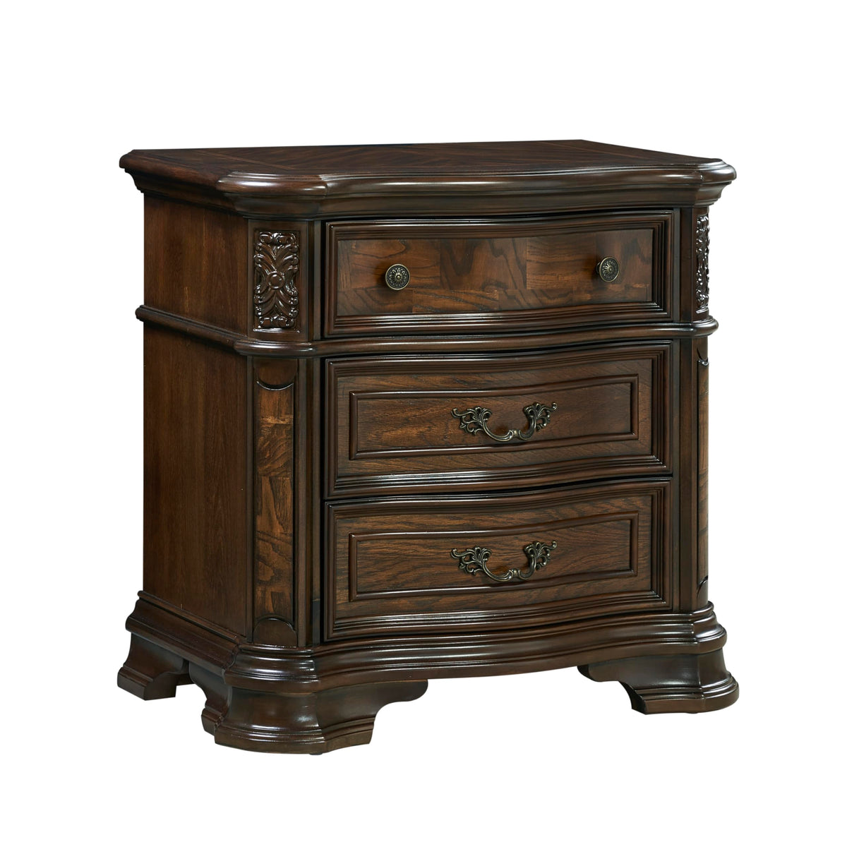 Steve Silver Royale USB and Pwr Outlet Nightstand, 30&quot; L x 18.75&quot; W x 29.5&quot; H, Traditional Brown Cherry