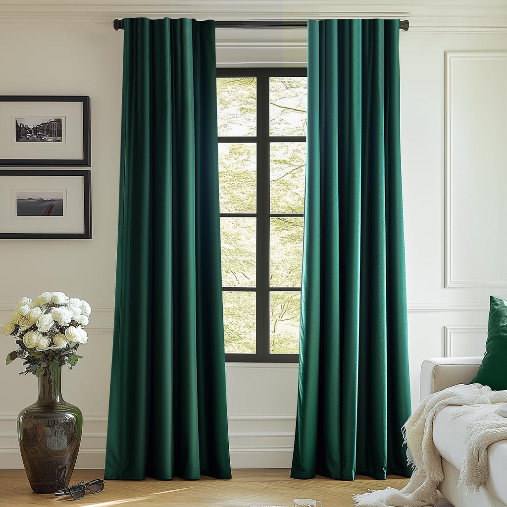 Lazzzy Emerald Green Velvet Curtains 72 Inches Long Thermal Insulated Drapes For Bedroom Living Room Darkening Window Treatments Super Soft Luxury Rod Pocket 2 Panels