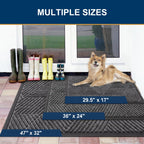 Smiry Front Door Mat Outside Entrance, Heavy Duty Natural Rubber Mat, Sturdy Trap Dirt And Moisture Indoor Outdoor Door Mat, Easy Clean Low Profile Doormat Outdoor Entrance, 36X24 Inch, Silver Grey