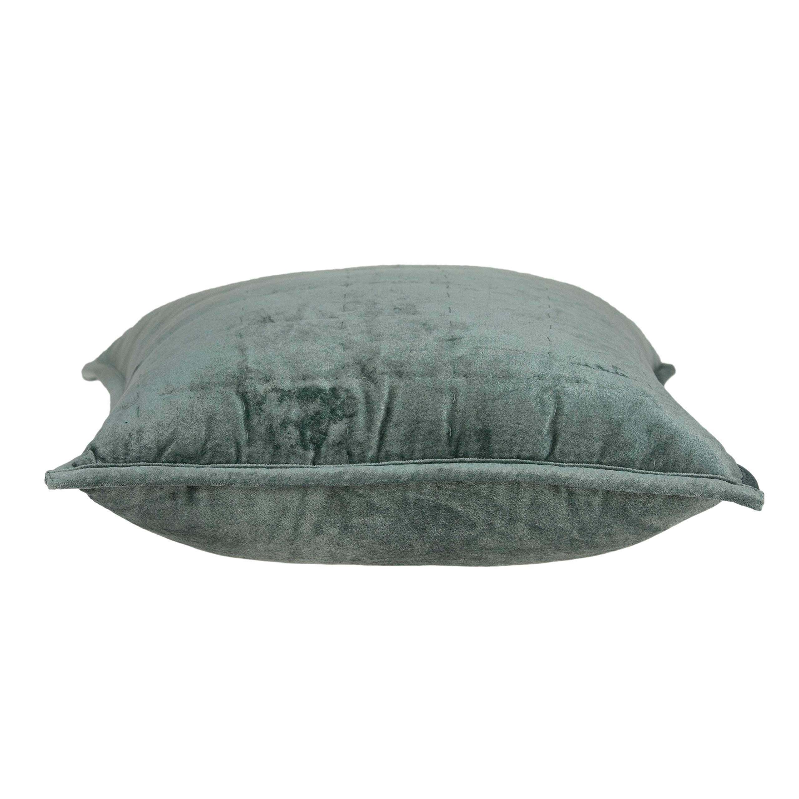 HomeRoots 50% Cotton, 50% Viscose 20' X 7' X 20' Transitional Sea Foam Solid Quilted Pillow Cover with Poly Insert