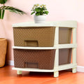 Kuber Industries 2Tier Multipurpose Plastic Drawers Storage Organizer | Brown
