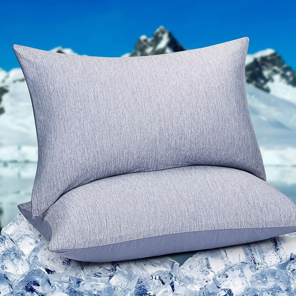 Homfine Cooling Pillowcases Standard Size - Double Side Q-Max 0.439 Cooling Fiber For Pillow Protector, Breathable Cold Pillow C
