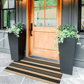 Kimode Front Door Mats 24'X51', Black And Khaki Fall Decorations Striped Layered Door Mats Outdoor,Machine Washable Farmhouse