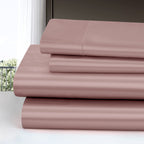 Homiest 3Pcs Satin Sheets Set Luxury Silky Satin Bedding Set With Deep Pocket, 1 Fitted Sheet + 1 Flat Sheet + 1 Pillowcase (Twin Size, Rose Gold)
