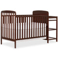 Dream On Me Anna 3-in-1 Full-Size Crib and Changing Table Combo in Espresso, Greenguard Gold Certified, Non-Toxic Finishes, Incl
