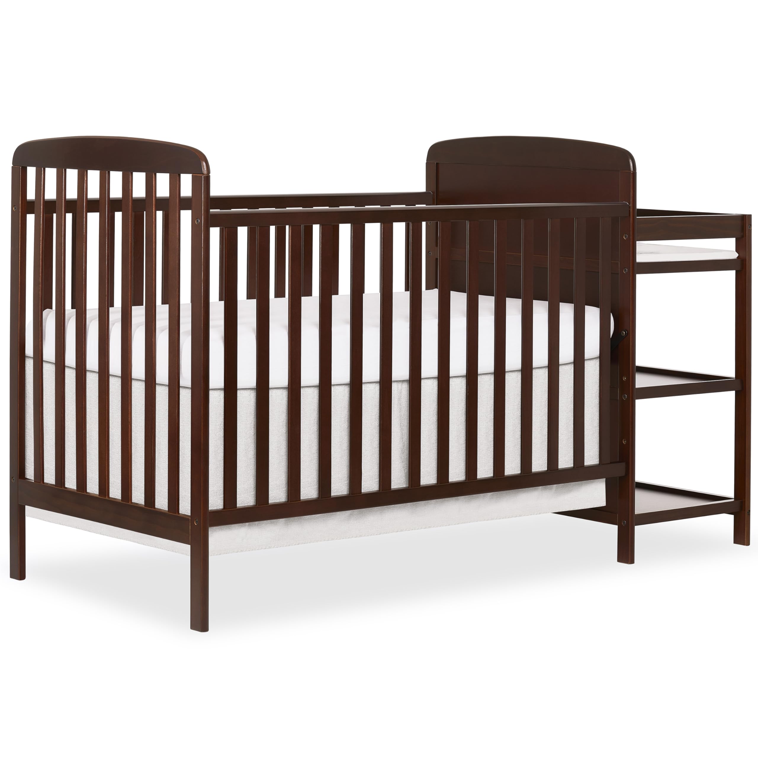Dream On Me Anna 3-in-1 Full-Size Crib and Changing Table Combo in Espresso, Greenguard Gold Certified, Non-Toxic Finishes, Incl