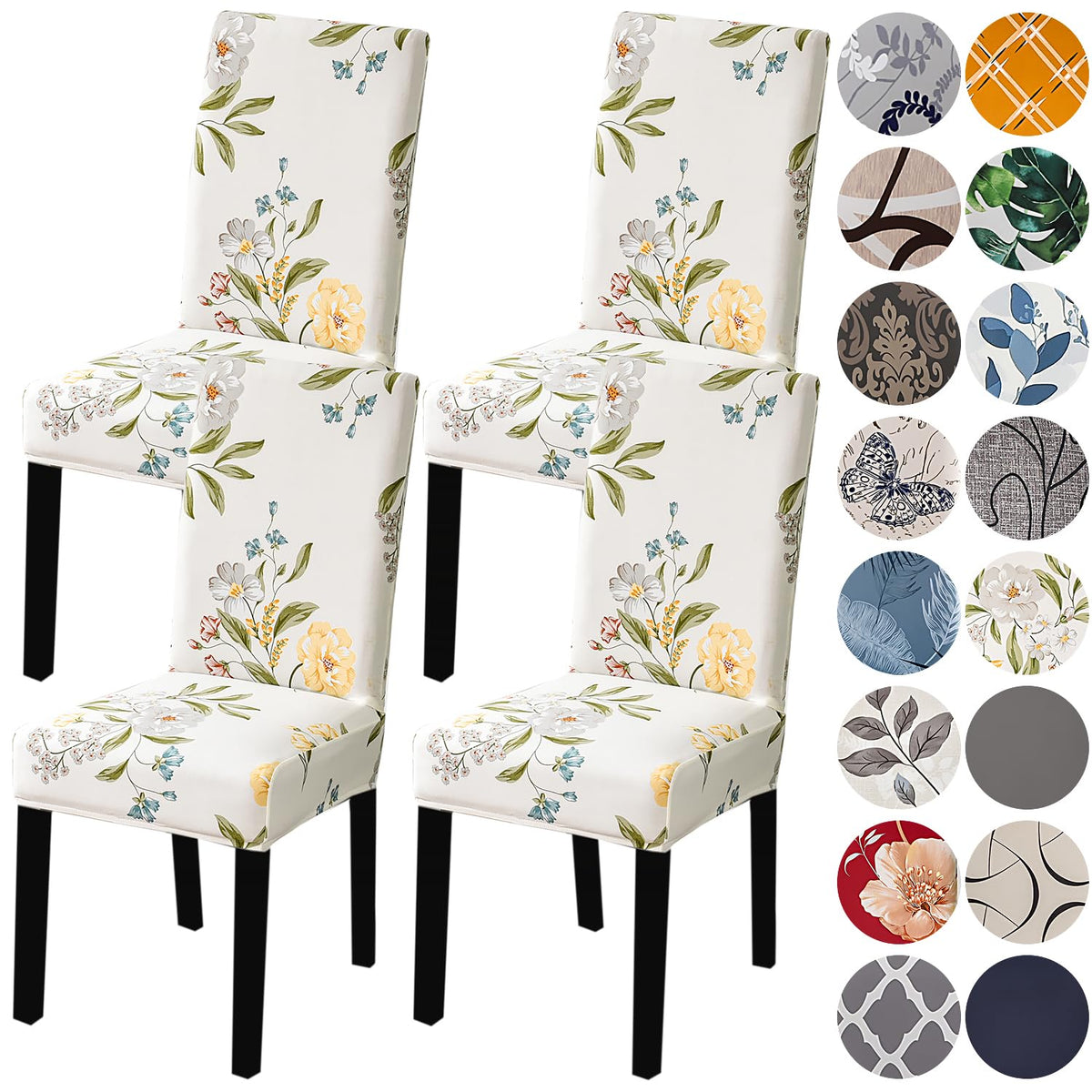 Hzdhclh Chair Covers For Dining Room Set Of 4,Stretch Spandex Parsons Chair Slipcover 4 Pack,Washable Anti-Dust Chair Seat Cover