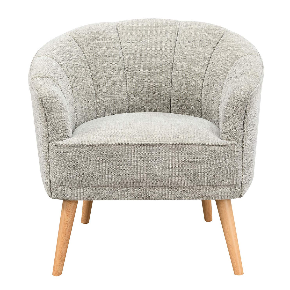 HomeRoots Natural Plywood+Solid Pine Stone Upholstered Accent Chair in Stone