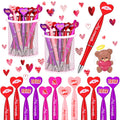 Sherr Valentine'S Day Heart Shaped Pens Bulk 1 Mm Black Gel Ink Rollerball Heart Pens For Valentine'S School Classroom Exchange