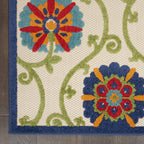 HomeRoots Blue/Multicolor 100% Polypropylene 4’ x 6’ Blue Floral Vines Indoor Outdoor Area Rug