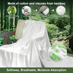 Phf Cooling Waffle Blanket Twin Size, Lightweight 60% Rayon Derived Bamboo & 40% Cotton Breathable Blanket For Hot Sleepers, Soft And Luxury For Bed Couch And Sofa, 66'X90', White