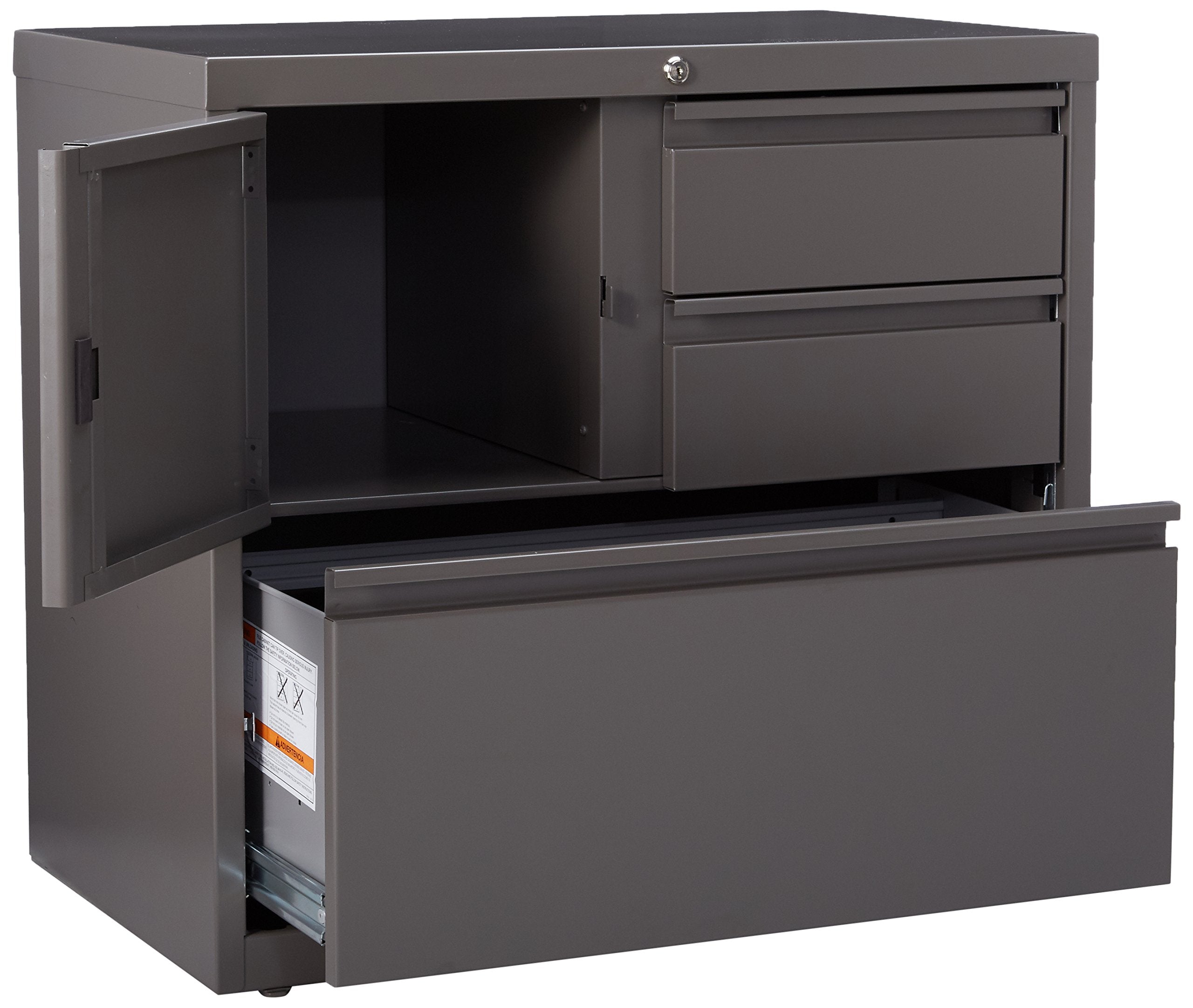 Lorell, Llr60934, 30&quot; Personal Storage Center Lateral File - 3-Drawer, 1 Each, Medium Tone