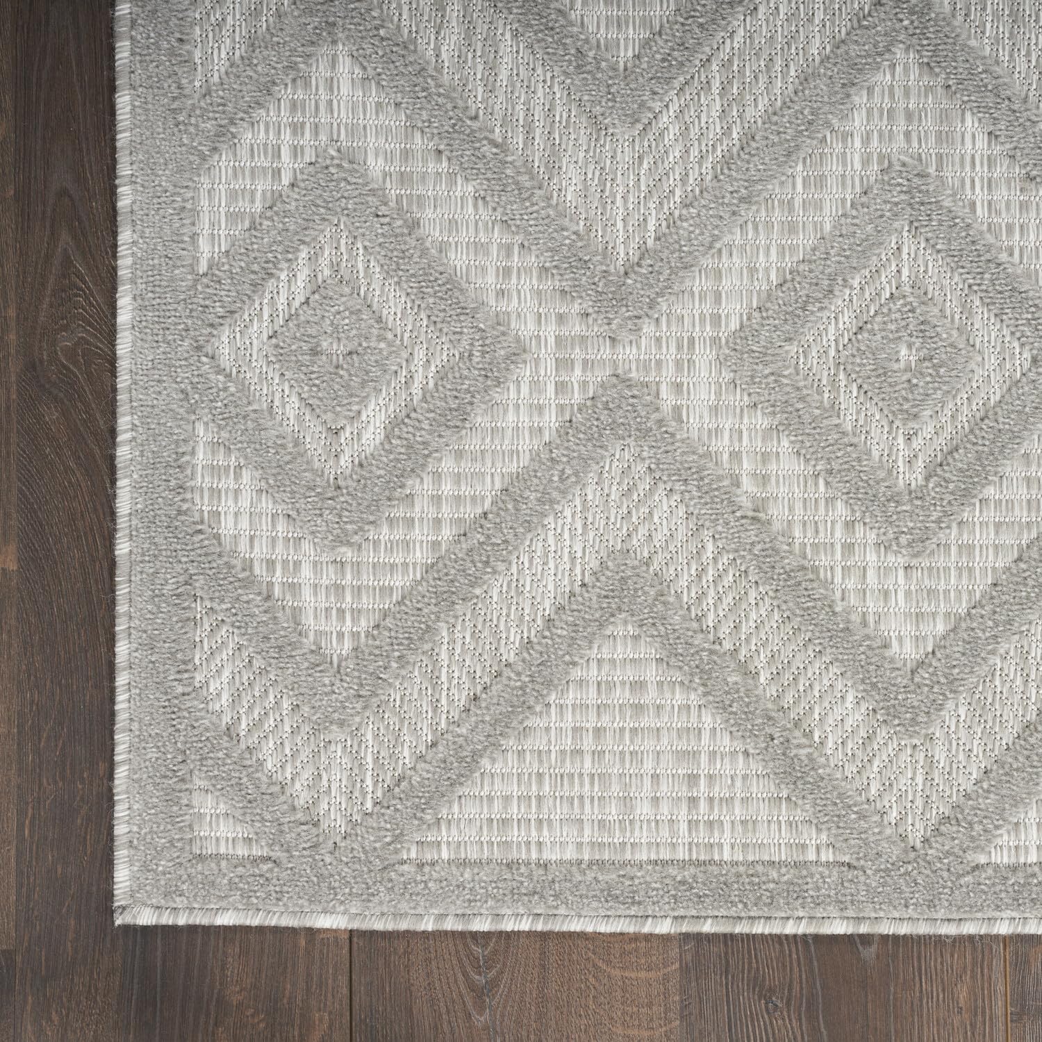 Nourison Versatile Indoor/Outdoor Silver Grey 7' X 10' Area Rug, Easy Cleaning, Non Shedding, Bed Room, Living Room, Dining Room, Deck, Backyard, Patio, High Traffic Area (7X10)