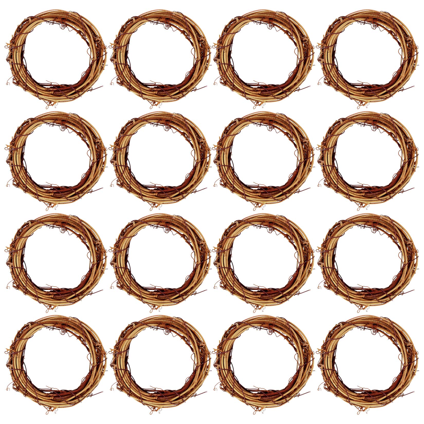 Grapevine Wreath Set, Marrywindix 16 Pieces Natural Vine Branch Wreath Christmas DIY Rattan Wreath Garland for Christmas Holiday