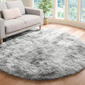 ONASAR Tie-Dyed Light Grey Round Area Rug 6ft, Ultra Soft Bedroom Circle Rugs for Kids Girls Teen Room, Fluffy Plush Shaggy Carp