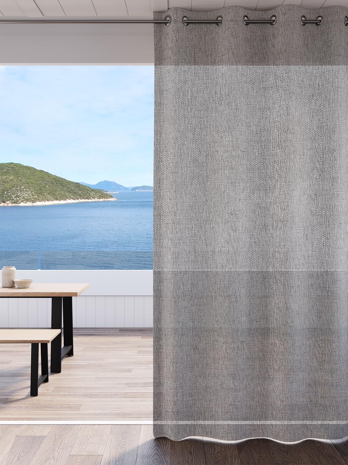 DDECOR  Pack of 1 Piece of 7FT Door Sheer Curtain, Beige