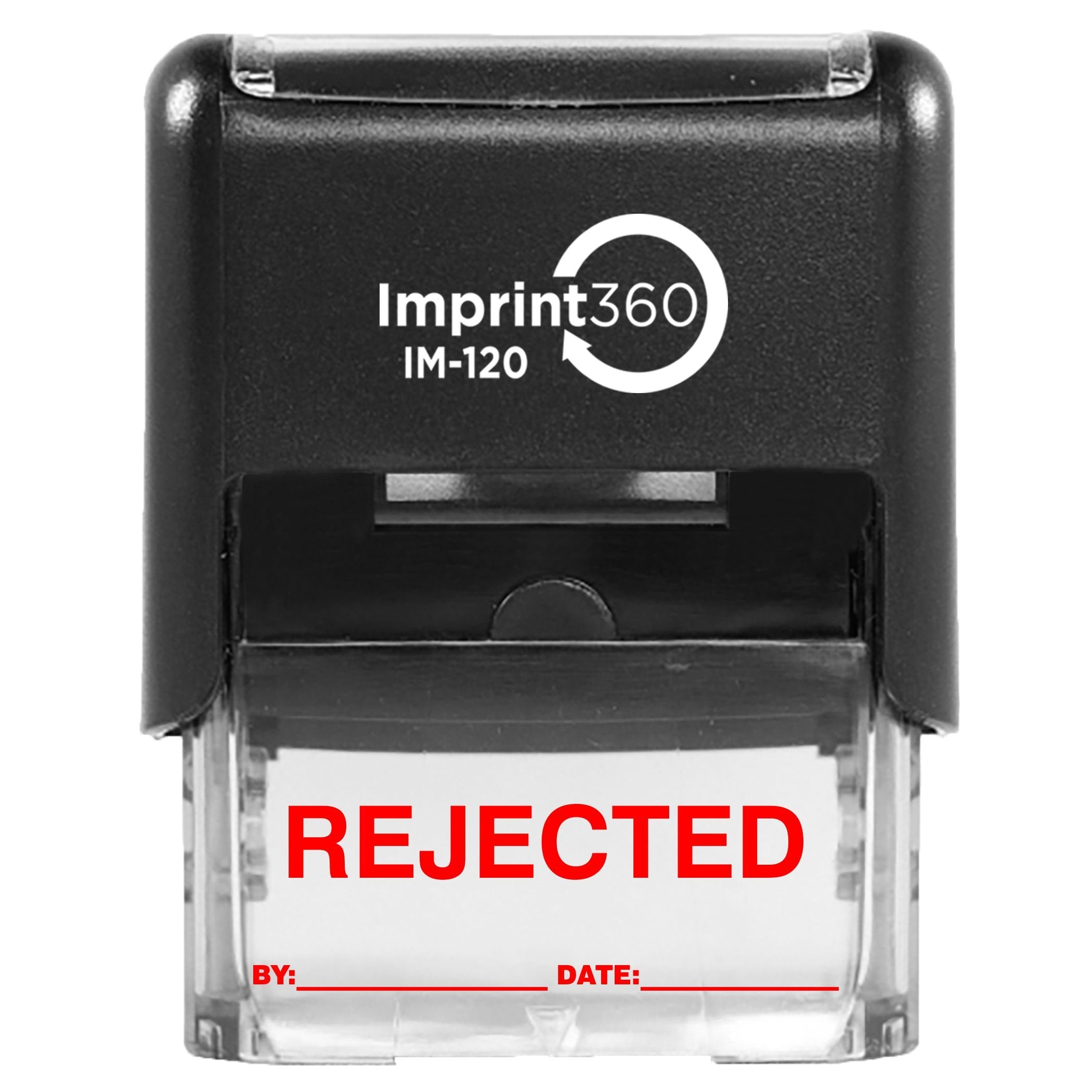 Supply360 As-Imp1105R - Rejected Stamp With By: & Date:, Red Ink, Heavy Duty Commerical Self-Inking Rubber Stamp, 9/16 ' X 1-1/