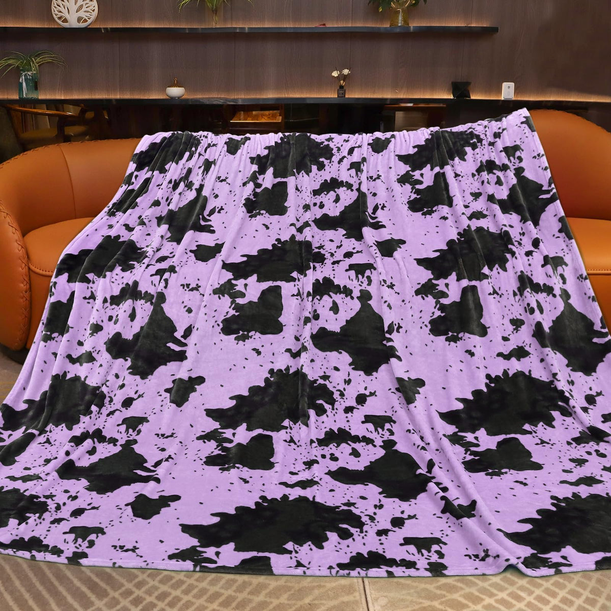 Purple Fleece Blanket King Size Lightweight Bed Blanket Warm Fuzzy Soft Throw Blanket For Bed All Season 90X108 Inches