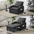 VINGLI Black Sleeper Chair Bed 3-in-1 Convertible Futon Sofa Bed Pull Out Couch Bed Adjustable Recliner Chair with USB Ports Cup
