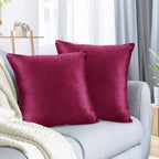 Nestl Throw Pillow Covers, Cozy Velvet Decorative Magenta Pillow Covers 18 X 18 Inches, Soft Solid Couch Pillow Covers For Sofa,