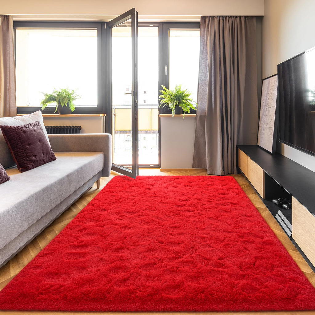 Detum Red Living Room Rug 5X8 Area Rug Red Christmas Rugs For Bedroom Master Room Dining Dorm Kids Room Machine Washable Nonslip