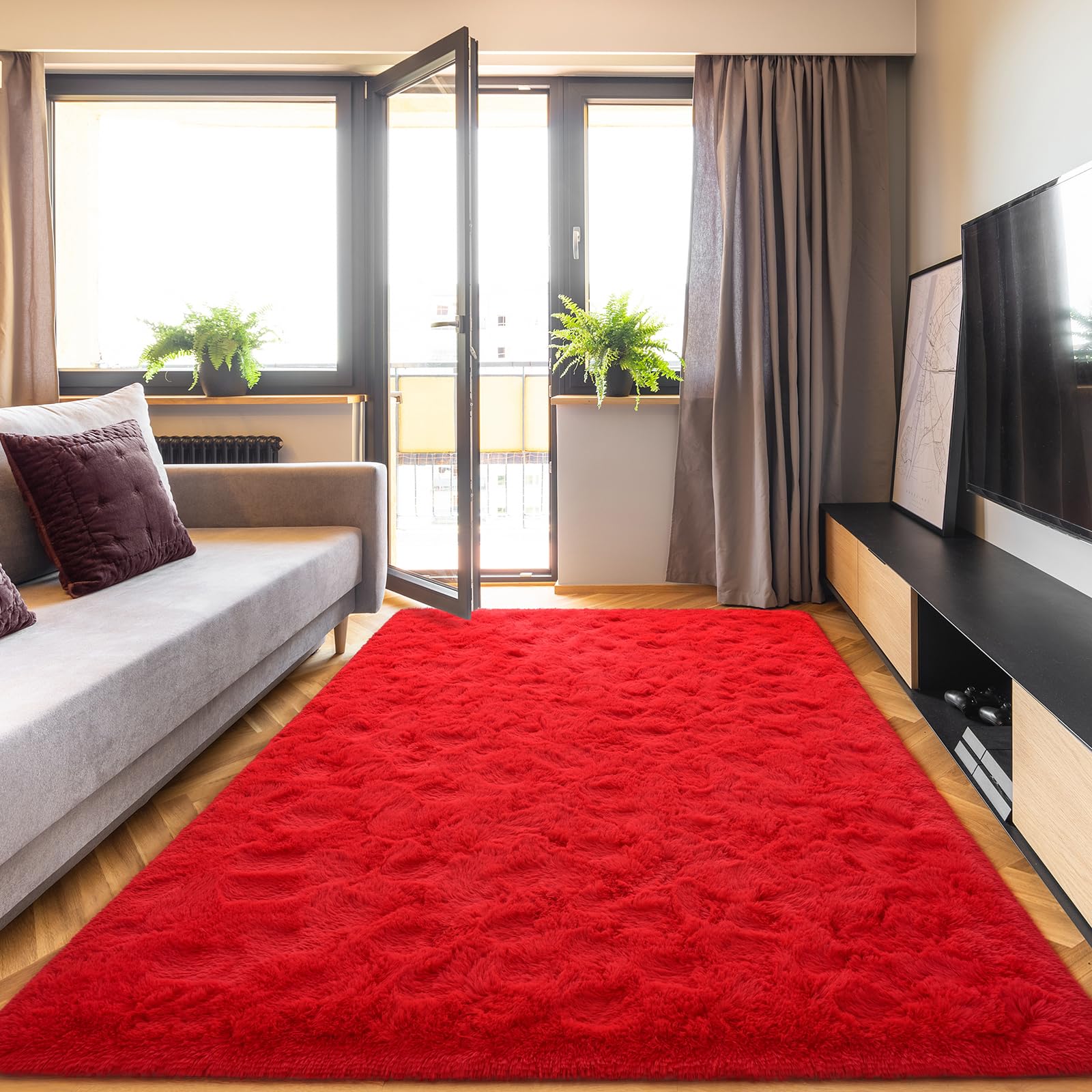 Detum Red Living Room Rug 5X8 Area Rug Red Christmas Rugs For Bedroom Master Room Dining Dorm Kids Room Machine Washable Nonslip