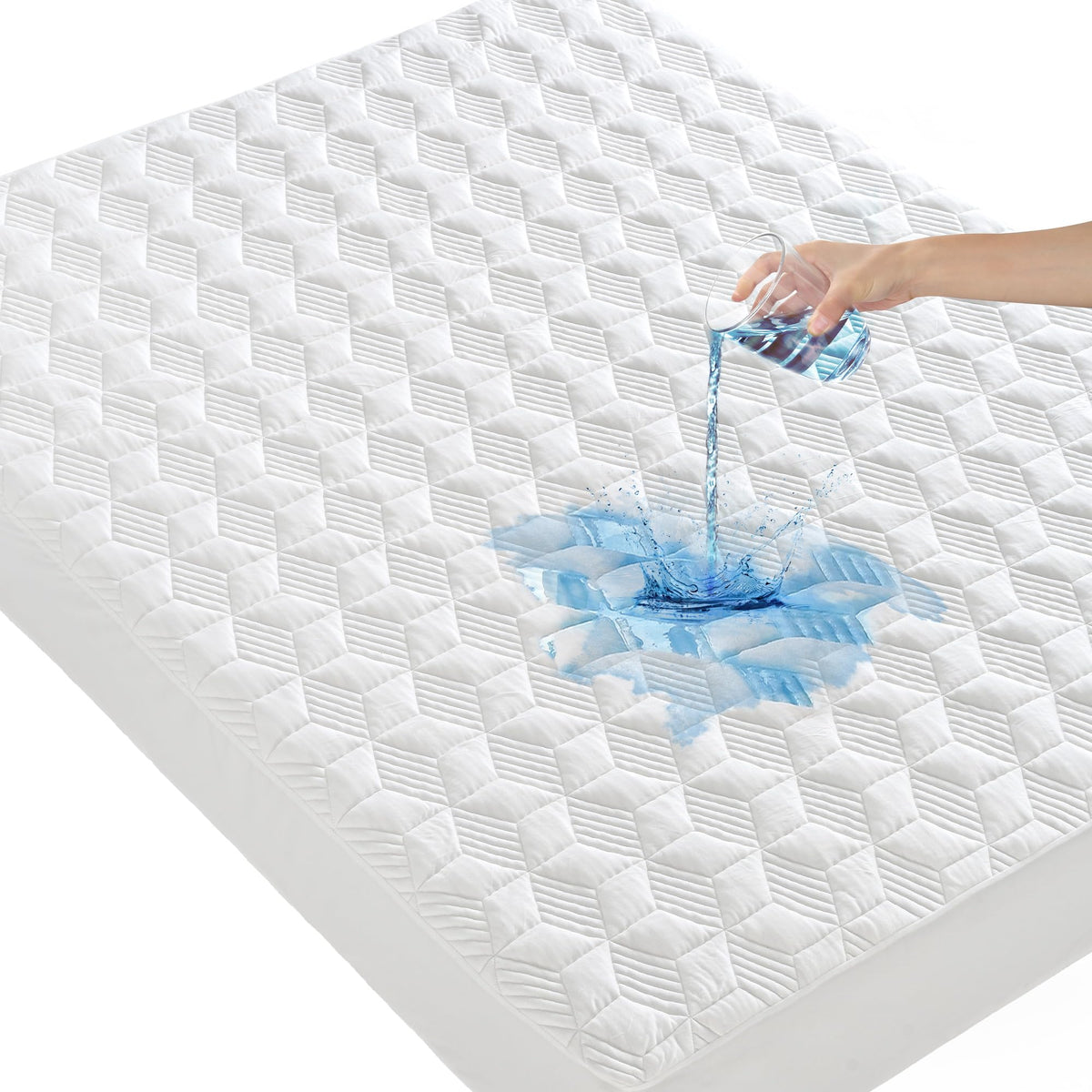 Grt Waterproof Mattress Protector Full Size, Rayon Bamboo Mattress Protector Breathable Cooling 3D Air Fabric Soft Mattress Pad