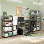 Furinno Besi 5-Tier Industrial Multipurpose Shelf Display Rack with Metal Frame, Narrow, Finn Oak