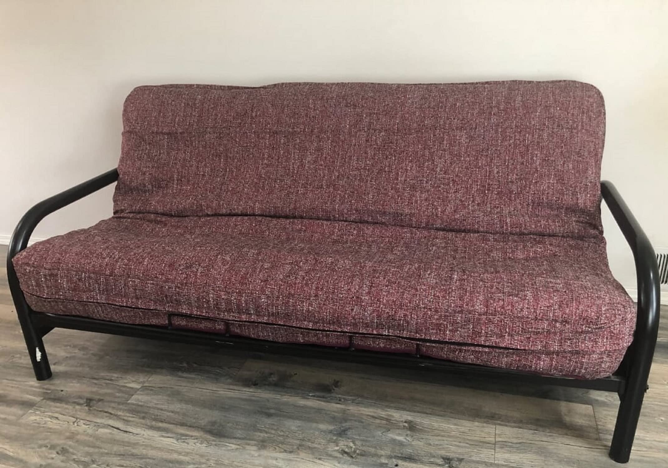 Octorose Full Size 3 Side Zipper Premium Upholstery Basketweave Thick Linen Wine Mixed Futon Cover Slipcover/Sofa Day Bed Couch